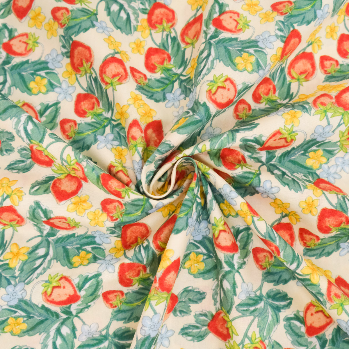Popeline de Coton Imprimé Floralie Vert Rouge - Maison Klem